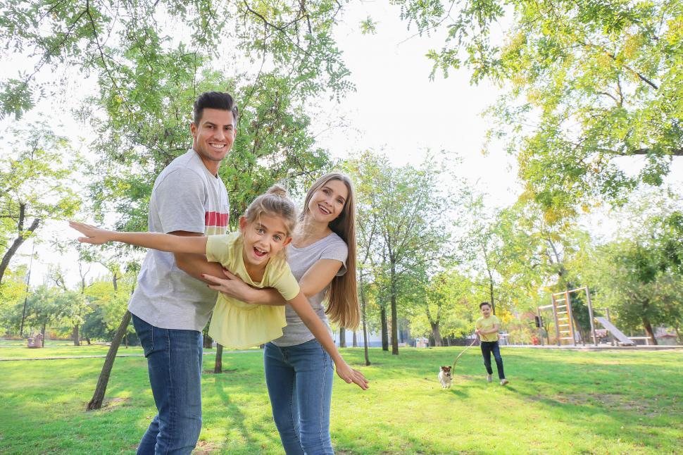 Happy family at home in Kansas City, MO